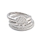 Brass Micro Pave Cubic Zirconia Boy Open Cuff Rings Set for Women, Cadmium Free & Lead Free, Platinum, Inner Diameter: Adjustable, 2pcs/set
