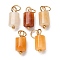 Natural Red Aventurine Column Charms with 304 Stainless Steel Jump Rings, Golden, 14x6mm, Hole: 4mm