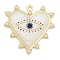 Alloy Pendants, With Plastic pearl, Heart, Eye, Charms, Seashell Color, 33x33x3mm, Hole: 1.8mm