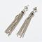 Brass Curb Chain Tassel Pendants, with Alloy Caps, Antique Silver, 74~80x9mm, Hole: 3mm