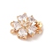 Brass Micro Pave Cubic Zirconia Box Clasps, with Glass, Nickel Free, Flower, 2-Strand, 4-Hole, Golden, Clear, 20.5x15.5x10mm, Hole: 1.2mm