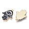 Printed Light Gold Tone Alloy Pendants, Hamsa Hand with Eye Charms, Dark Gray, 23x18x2mm, Hole: 1.4mm
