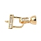 Brass Micro Pave Clear Cubic Zirconia Fold Over Clasps, Nickel Free, Rectangle, Real 18K Gold Plated, 23mm