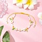 Flower Handmade Millefiori Glass Bead Braided Bead Bracelets, Adjustable Nylon Thread Bracelets for Women, Yellow, Inner Diameter: 1-5/8~3-1/2 inch(4.1~89.5cm)