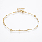 304 Stainless Steel Anklets, with Lobster Claw Clasps, Round Beads and Cable Chains, Golden, 9 inch(230mm), 2mm