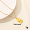 Vintage Stainless Steel Rectangle Moon Pendant Necklaces, Elegant DIY Jewelry Accessory, Real 18K Gold Plated, 15.75 inch(40cm)
