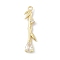 Brass Micro Pave Cubic Zirconia Pendants, Cadmium Free & Nickel Free & Lead Free, Bamboo, Real 14K Gold Plated, 28x7.5x3.5mm, Hole: 1.4mm