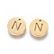 304 Stainless Steel Charms, Ion Plating (IP), Flat Round, Letter N, 10x1~1.5mm, Hole: 1mm