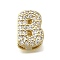 Brass Micro Pave Cubic Zirconia Letter Multi-Strand Links, Lead Free & Cadmium Free, Real 18K Gold Plated, Letter B, 8.5x6x4.5mm, Hole:  3.5x1.5mm
