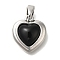 Brass Pendants, Heart Charms, with Jump Ring, Cadmium Free & Nickel Free & Lead Free, Platinum, 13x12x5mm, Hole: 3x4.5mm