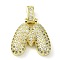 Brass Micro Pave Clear Cubic Zirconia Pendants, Cadmium Free & Nickel Free & Lead Free, Real 18K Gold Plated, Letter M, 25mm, Hole: 4.8x3.5mm, Pendant: 19x19x5.5mm