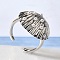 Brass Cuff Rings for Women, Shell Shape, with ABS Imitation Pearl, Rack Plating, Long-Lasting Plated, Lead Free and Cadmium Free, Platinum, 18.5x21.5mm, Inner Diameter: 18.5mm