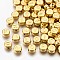 CCB Plastic Beads, Horizontal Hole, Flat Round with Letter, Golden, 7x4mm, Hole: 1.8mm, about 3300pcs/500g