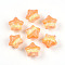 Gradient Color Transparent Hand-drawed Acrylic Beads, with Golden Glitter Powder, Star, Orange, 19.5x21.5x16mm, Hole: 2.3mm