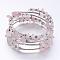 Five Loops Wrap Rose Quartz Beads Bracelets, with Crystal Chips Beads and Iron Spacer Beads, Pink, 2 inch(52mm)