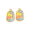 304 Stainless Steel Enamel Sea Horse Pendants, with ABS Imitation Pearl Beads, Ion Plating(IP), Golden, Colorful, 22x13x3mm, Hole: 2mm