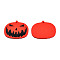 Halloween Spray Painted Wood Big Pendants, with Single-Sided Printed, Pumpkin Jack-O'-Lantern Charm, Red, 53x64.5x3mm, Hole: 2mm