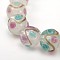 Round Shaped Handmade Gold Sand Bumpy Lampwork Beads, White, 12mm, Hole: 2mm