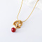 3Pcs French Stainless Steel Knot with Red Round Pendant Necklaces for Women, Golden, 15.75 inch(40cm)