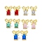 Rack Plating Bowknot Brass Micro Pave Cubic Zirconia Stud Earrings, Cadmium Free & Lead Free, Real 18K Gold Plated, with Glass, Mixed Color, 25.5x21mm