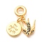 Brass Cubic Zirconia Flat Round & Swallow European Dangle Charms, Large Hole Pendants, Cadmium Free & Nickel Free & Lead Free, Real 18K Gold Plated, 30.5mm, Hole: 5mm