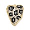 Brass Micro Pave Cubic Zirconia Pendants, Emanel Heart Charms, Leopard, Rack Plating, Long-Lasting Plated, Lead Free & Cadmium Free, Real 18K Gold Plated, 22x17x4mm, Hole: 1.2mm