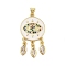 Rack Plating Brass Micro Pave Cubic Zirconia Pendants, with Enamel, Long-Lasting Plated, Lead Free & Cadmium Free, Flat Round with Evil Eye & Teardrop, Real 18K Gold Plated, 32x17.5x2mm, Hole: 5x3.5mm