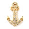 Brass Micro Pave Clear Cubic Zirconia Pendants, Cadmium Free & Nickel Free & Lead Free, Anchor Charms, Real 18K Gold Plated, 27x17.5x5mm, Hole: 1mm