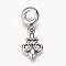 304 Stainless Steel European Dangle Charms, Large Hole Pendants, Fleur De Lis, Antique Silver, 26mm, Hole: 5mm, Pendant: 16x10x2mm