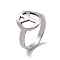 Non-Tarnish 201 Stainless Steel Peace Sign Finger Ring, Hollow Wide Ring for Women, Stainless Steel Color, US Size 6 1/2(16.9mm)