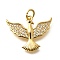 Brass Micro Pave Cubic Zirconia Pendants, Cadmium Free & Lead Free, Real 18K Gold Plated Charms, with Jump Ring, Phenix, 17x21.5x2mm, Hole: 3mm