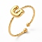 304 Stainless Steel Open Cuff Rings, Jewely for Women, Real 18K Gold Plated, Letter G, Inner Diameter: 19mm, Letter: 8x7mm