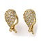 Rack Plating Brass Micro Pave Clear Cubic Zirconia Twister Clasps, Cadmium Free & Lead Free, Teardrop, Long-Lasting Plated, Real 18K Gold Plated, 15x8x10.5mm, Hole: 0.9mm, Inner Diameter: 5.5x8.5mm