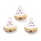 Rack Plating Brass Beads, with Enamel, Long-Lasting Plated, Lead Free & Cadmium Free & Nickel Free, Watermelon, White, 12x11.5x5mm, Hole: 1.8mm