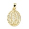 Brass Pendants, Cadmium Free & Lead Free, Oval with Virgin Mary, Real 18K Gold Plated, 22x15.5x2mm, Hole: 3x6mm