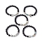 5Pcs 5 Styles Natural Flower Amazonite & Lava Rock Stretch Bracelets Set, Hamsa Hand & Butterfly & Elephant Alloy Stackable Bracelets, Antique Silver, Inner Diameter: 2-3/8 inch(6cm), 1Pc/style