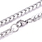 Non-Tarnish Men's 304 Stainless Steel Cuban Link Chain Necklaces, with Lobster Claw Clasps, Textured, Stainless Steel Color, 23.6 inch(60cm)
