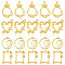 20pcs 4 styles Alloy Enamel Settings, Open Back Bezel Pendants, For DIY UV Resin, Epoxy Resin, Pressed Flower Jewelry, Heart & Egg & Flat Round, Mixed Shapes, Golden, 25x23x2mm, Hole: 1.8mm, 5pcs/style