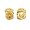Brass Beads, Cube with Flower, Real 18K Gold Plated, 5x5x5mm, Hole: 2.5mm