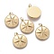 Ion Plating(IP) 304 Stainless Steel Pendants, with Jump Ring, Flat Round with Eigh Point Star, Golden, 17.5x15x3mm, Hole: 2.6mm
