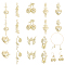 18Pcs 9 Style Rack Plating Alloy Pendants, Cadmium Free & Lead Free, Butterfly & Skull & Flower, Light Gold, 22.5~47.5x11~28x4~7mm, Hole: 1.8mm, 2pcs/style