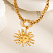 Stainless Steel Sun Pendant Cuban Chain Necklaces, Golden, 17.72 inch(45cm)