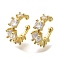Ring Rack C-Shaped Plating Brass Micro Pave Clear Cubic Zirconia Cuff Earrrings, Long-Lasting Plated, Cadmium Free & Lead Free, Real 18K Gold Plated, 16x5.5mm