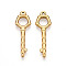 304 Stainless Steel Pendants, Ion Plating(IP), Key Charms, Real 18K Gold Plated, 35x11.5x3mm, Hole: 1.6mm