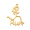 304 Stainless Steel Pendants, Laser Cut, Sports Athletes with Word Run Charm, Real 18K Gold Plated, 20x16x1mm, Hole: 1.2mm