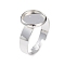 Adjustable 201 Stainless Steel Finger Rings Components, Pad Ring Base Findings, Flat Round, Silver, Size 7, 17~17.5mm, Tray: 10mm.