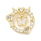 Brass Micro Pave Cubic Zirconia Pendants, Cadmium Free & Nickel Free & Lead Free, with Acrylic, Round Ring with Butterfly & Heart Charms, Real 18K Gold Plated, 16.5x17x4mm, Hole: 1.2mm