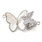 Brass Micro Pave Clear Cubic Zirconia Fold Over Clasps, Cadmium Free & Nickel Free & Lead Free, Butterfly, Platinum, 29mm