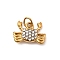 304 Stainless Steel Rhinestone Pendants, Ocean Collection Charms, Ion Plating(IP), Real 18K Gold Plated, with Jump Ring, Crab, 9x12x3mm, Hole: 2.4mm