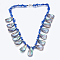 Lapis Lazuli and Abalone Shell/Paua ShellBib Statement Necklaces, with Brass Findings, teardrop, Platinum, 18.7 inch(47.5cm)